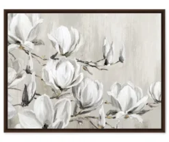 White Magnolia Tree Framed Canvas