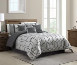 Broyhill 35 Broyhill Aslan Charcoal & Silver Jacquard 8-Piece Comforter Set