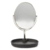 Matte Black Rubberized Oval Tray Mirror