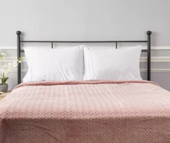 Sepia Rose Zigzag-Embossed Velvet King Blanket -Broyhill 810531015 810617577 5