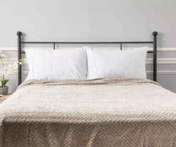 Tan Zigzag-Embossed Velvet King Blanket 9 Tan Zigzag-Embossed Velvet King Blanket -Broyhill 810531017 810617578 5 1