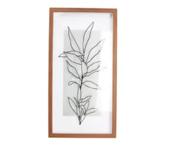 Black & Brown Botanical Line Drawing Leafy Plant Framed Wall Art