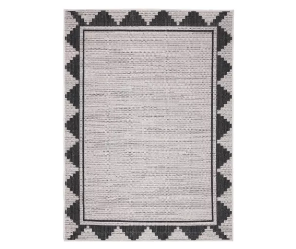 Gray & Black Geometric Border Outdoor Area Rug, (8' X 10') 2 Gray & Black Geometric Border Outdoor Area Rug, (8' X 10') - Image 2