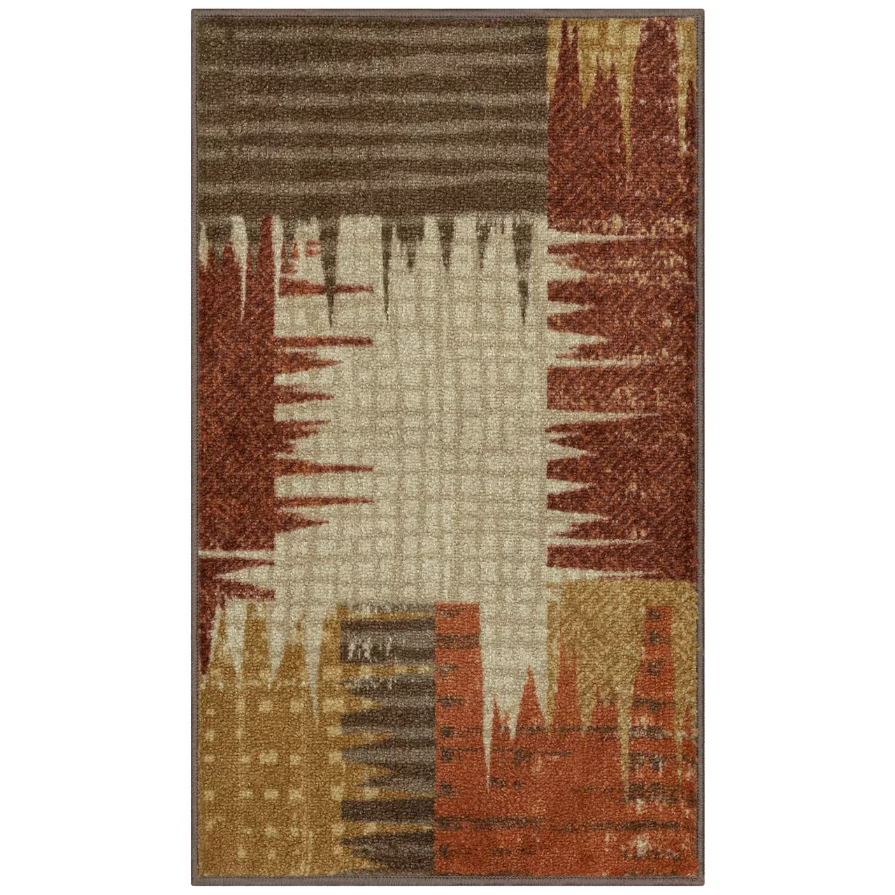 Broyhill Brown & Red Abstract Patchwork Accent Rug 3 Broyhill Brown & Red Abstract Patchwork Accent Rug - Image 3