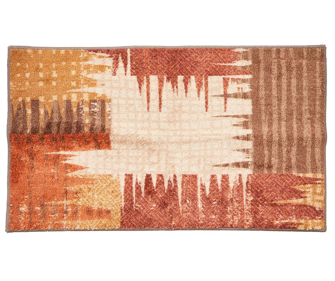 Broyhill Brown & Red Abstract Patchwork Accent Rug 1 Broyhill Brown & Red Abstract Patchwork Accent Rug
