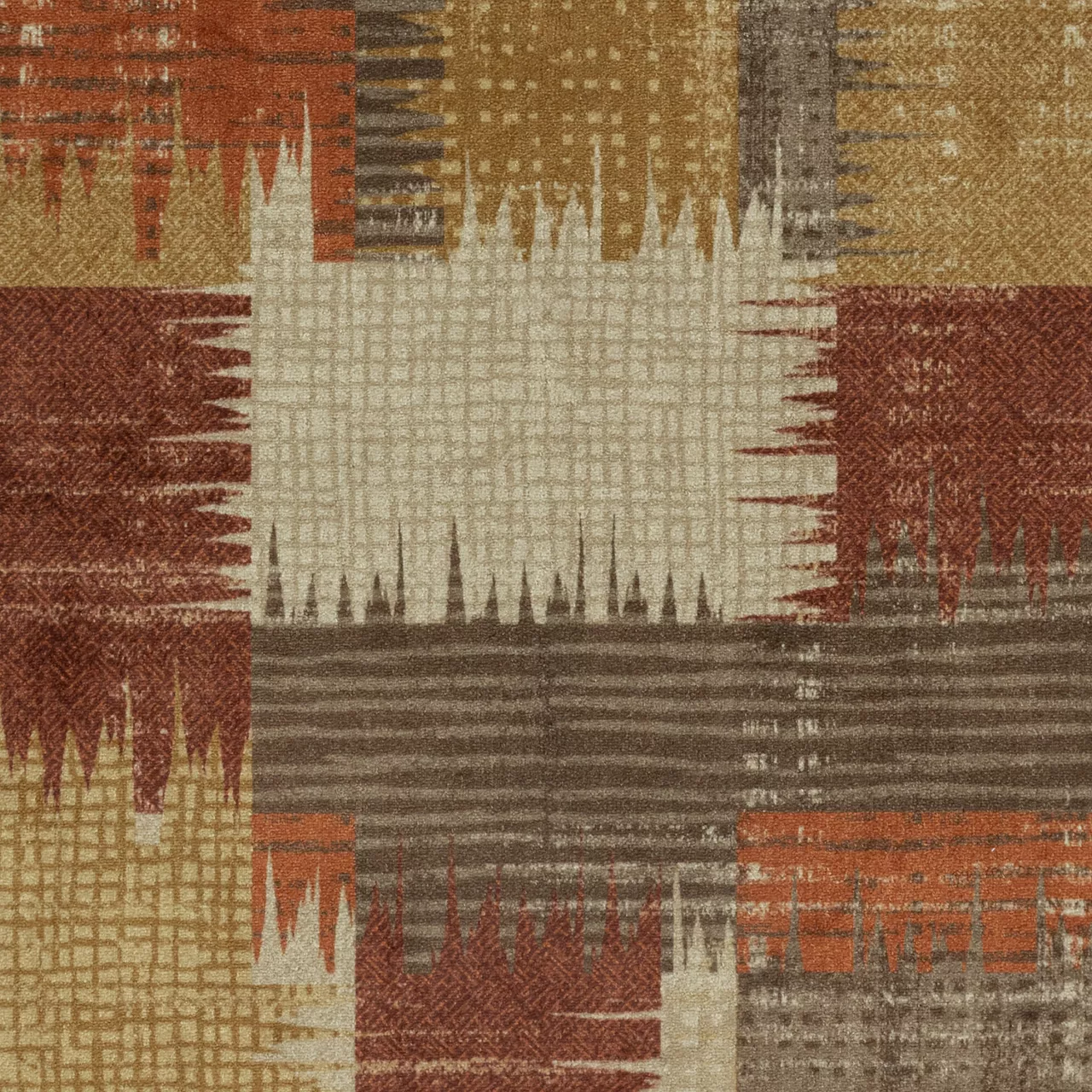 Broyhill Brown & Red Abstract Patchwork Accent Rug 13 Broyhill Brown & Red Abstract Patchwork Accent Rug - Image 13