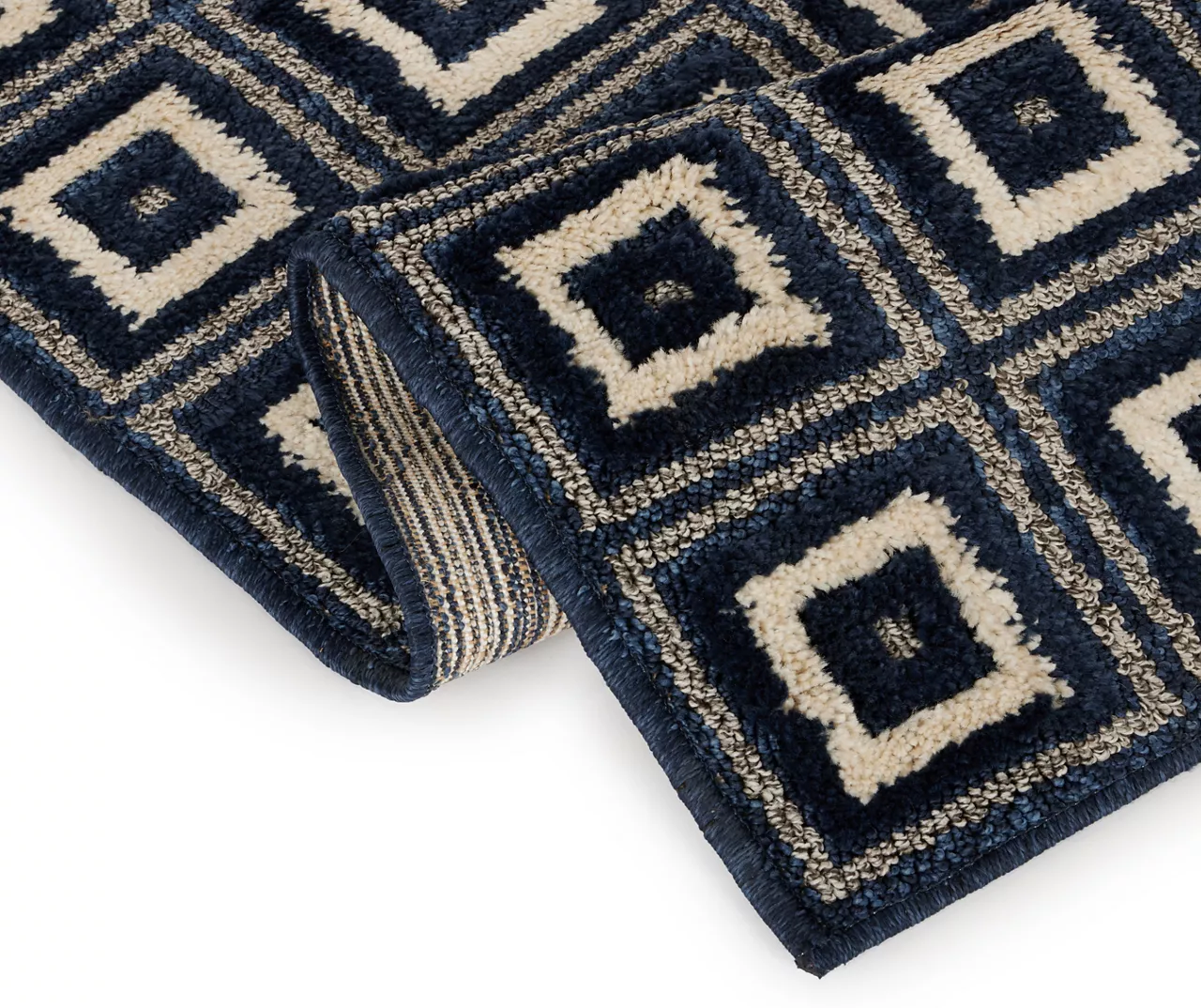 Klein Navy Square Pattern Runner Rug, (2' X 7') 3 Klein Navy Square Pattern Runner Rug, (2' X 7') - Image 3