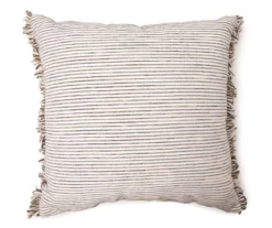 Black Textured Stripe Square Throw Pillow