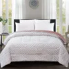 Pink Geometric Texture Faux Fur Full/Queen Comforter