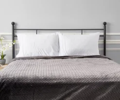 Charcoal Chevron Embossed Velvet Queen Blanket -Broyhill 810573788 810573789 4