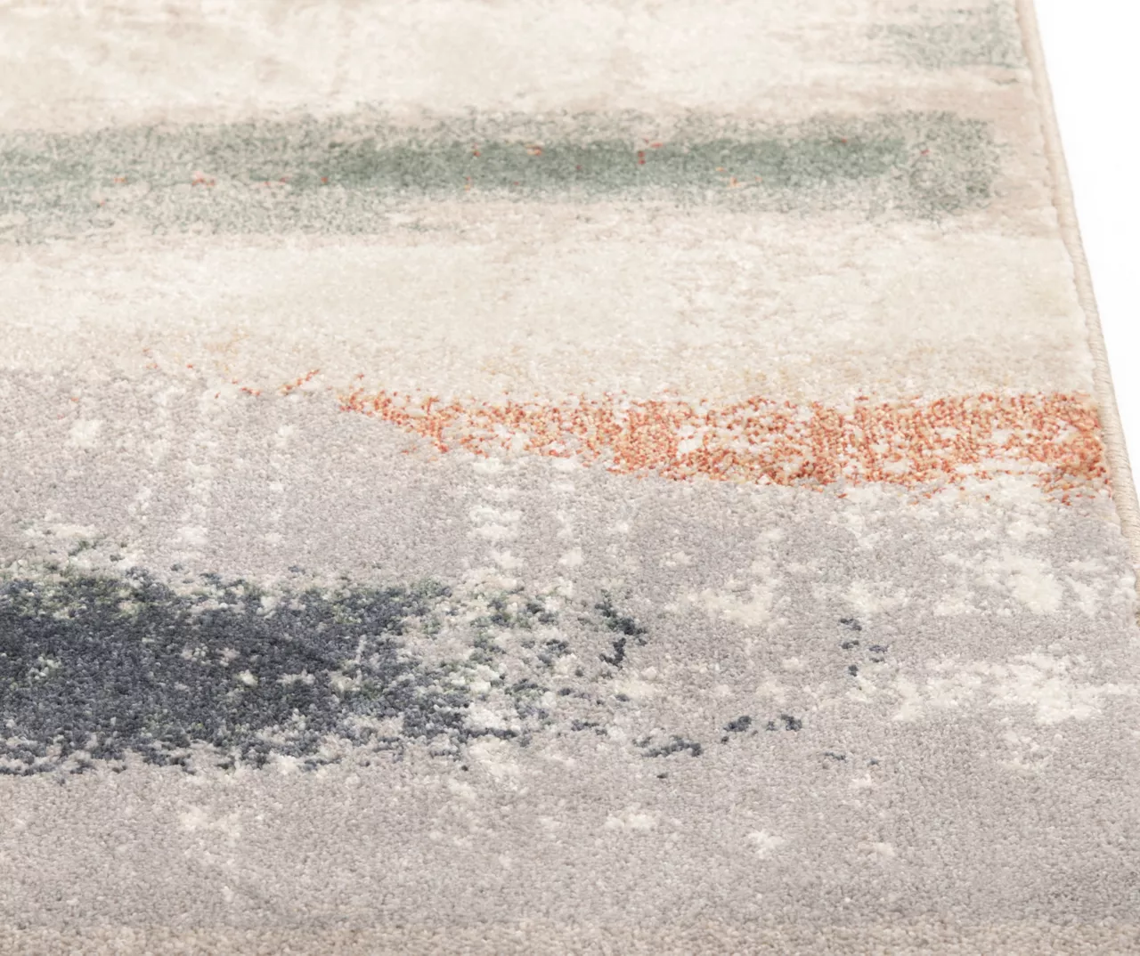 Hadlee Sand, Coral & Green Abstract Area Rug, (6' X 9') 2 Hadlee Sand, Coral & Green Abstract Area Rug, (6' X 9') - Image 2