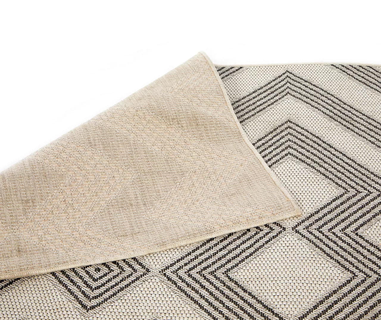 Broyhill Palermo White & Black Geometric Outdoor Area Rug 2 Broyhill Palermo White & Black Geometric Outdoor Area Rug - Image 2
