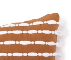Golden Brown & White Tassel Stripe Throw Pillow 5 Golden Brown & White Tassel Stripe Throw Pillow -Broyhill 810590727 2 A8