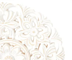 White Floral Cut-Out Carved Circle Tabletop Decor 5 White Floral Cut-Out Carved Circle Tabletop Decor -Broyhill 810603880 A8 2