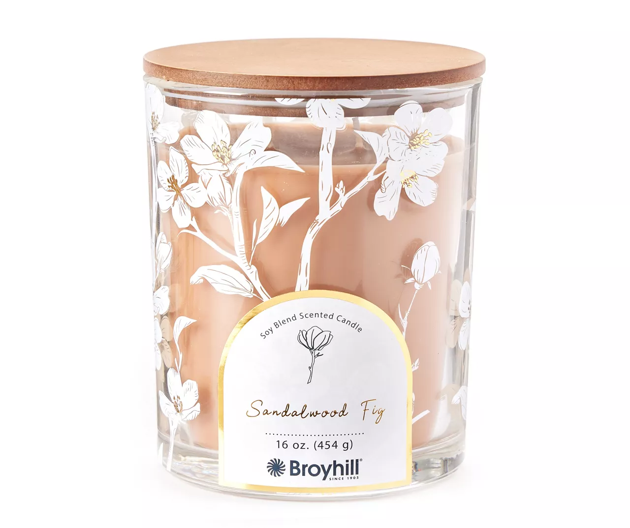 Sandalwood Fig 2-Wick Floral Glass Candle, 16 Oz. 1 Sandalwood Fig 2-Wick Floral Glass Candle, 16 Oz.