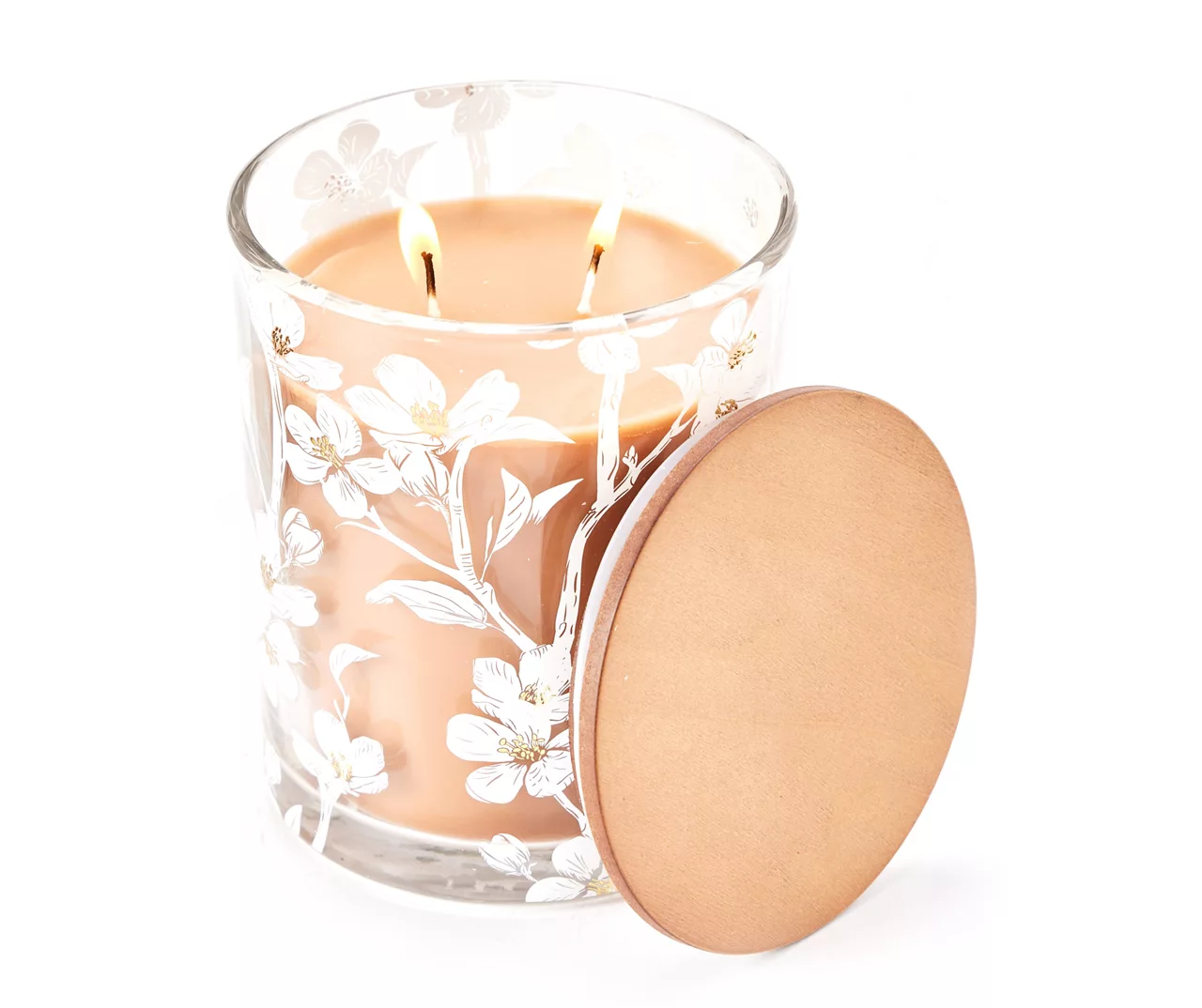 Sandalwood Fig 2-Wick Floral Glass Candle, 16 Oz. 2 Sandalwood Fig 2-Wick Floral Glass Candle, 16 Oz. - Image 2