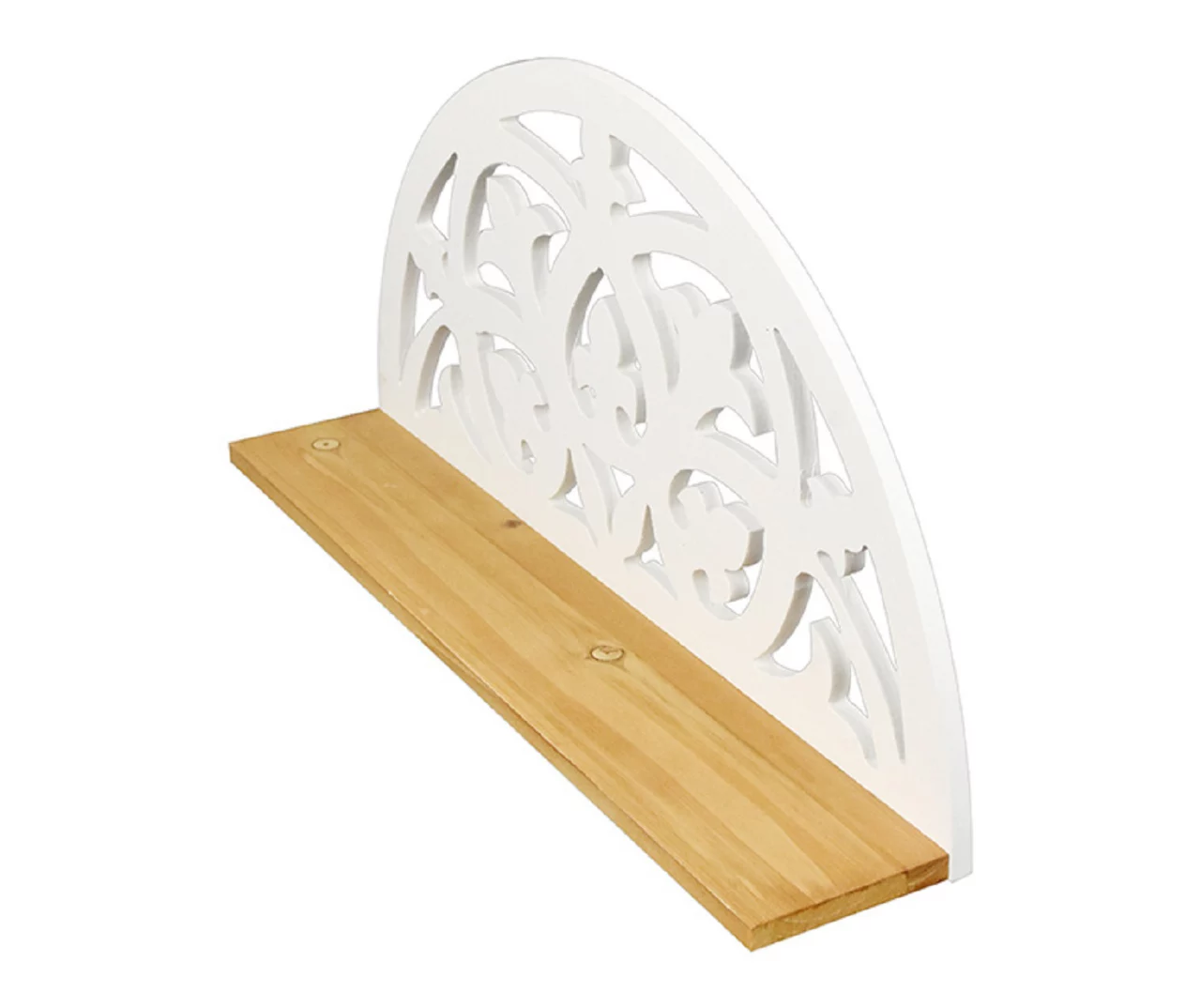 White Fleur-De-Lis Carved Wood Wall Shelf 2 White Fleur-De-Lis Carved Wood Wall Shelf - Image 2