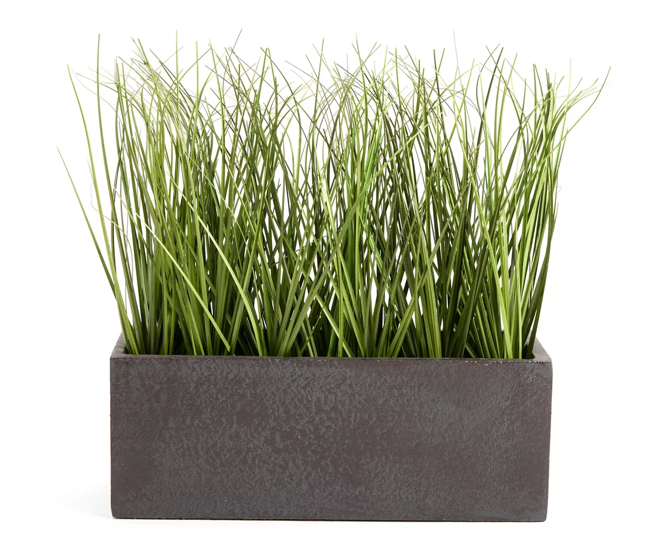 Green Artificial Grass With Dark Gray Rectangle Pot 1 Green Artificial Grass With Dark Gray Rectangle Pot