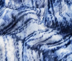 Blue & White Herringbone Queen/King Plush Velvet Blanket -Broyhill 810609053 810609054 A8 2 1