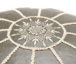 Moroccan Vegan Leather Pouf 5 Moroccan Vegan Leather Pouf -Broyhill 810617353 A8