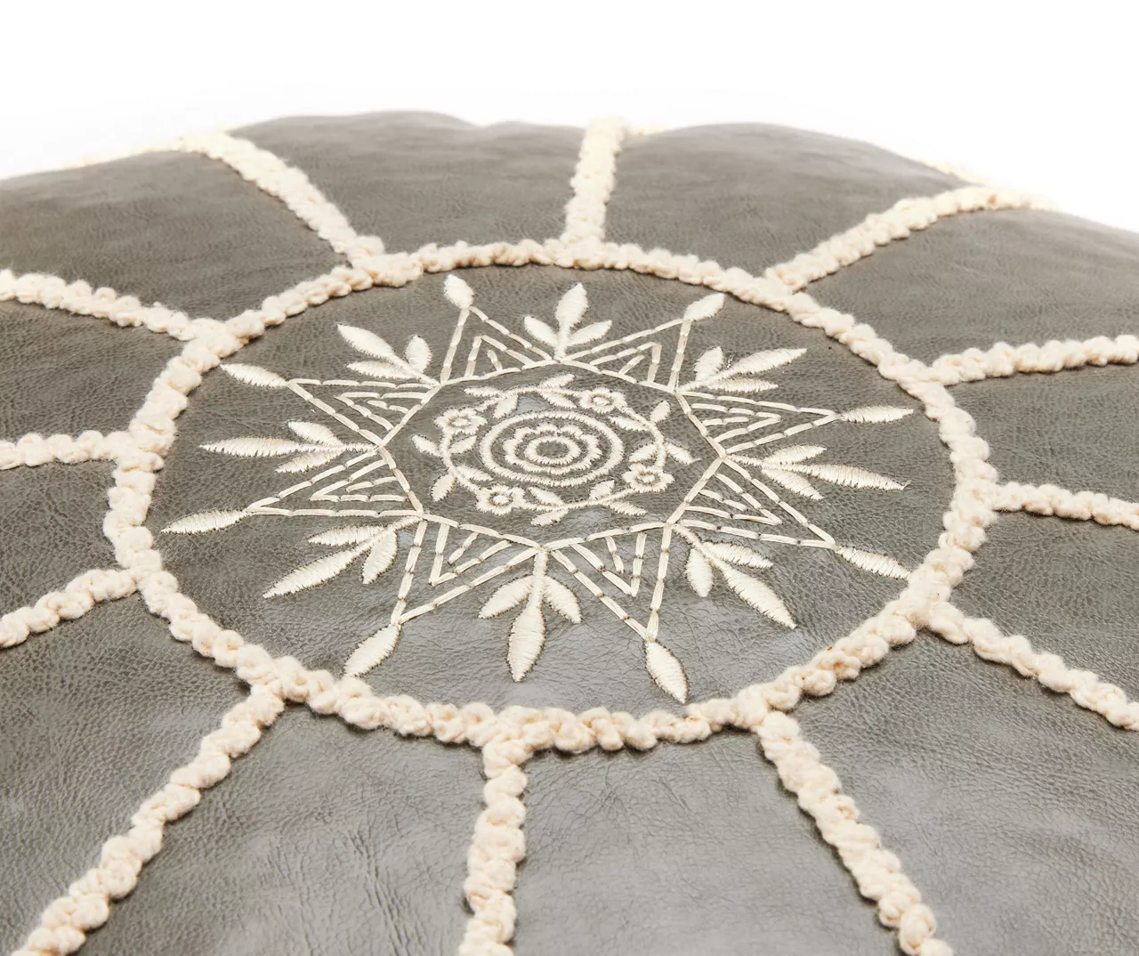 Moroccan Vegan Leather Pouf 3 Moroccan Vegan Leather Pouf - Image 3