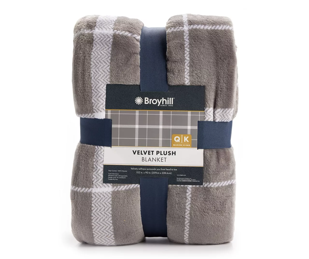Gray & White Plaid Queen/King Velvet Plush Blanket 2 Gray & White Plaid Queen/King Velvet Plush Blanket - Image 2