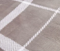 Gray & White Plaid Queen/King Velvet Plush Blanket 5 Gray & White Plaid Queen/King Velvet Plush Blanket -Broyhill 810617548 810617522 A8 2