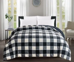 Broyhill 26 Black & White Buffalo Check Faux Fur Full/Queen Comforter