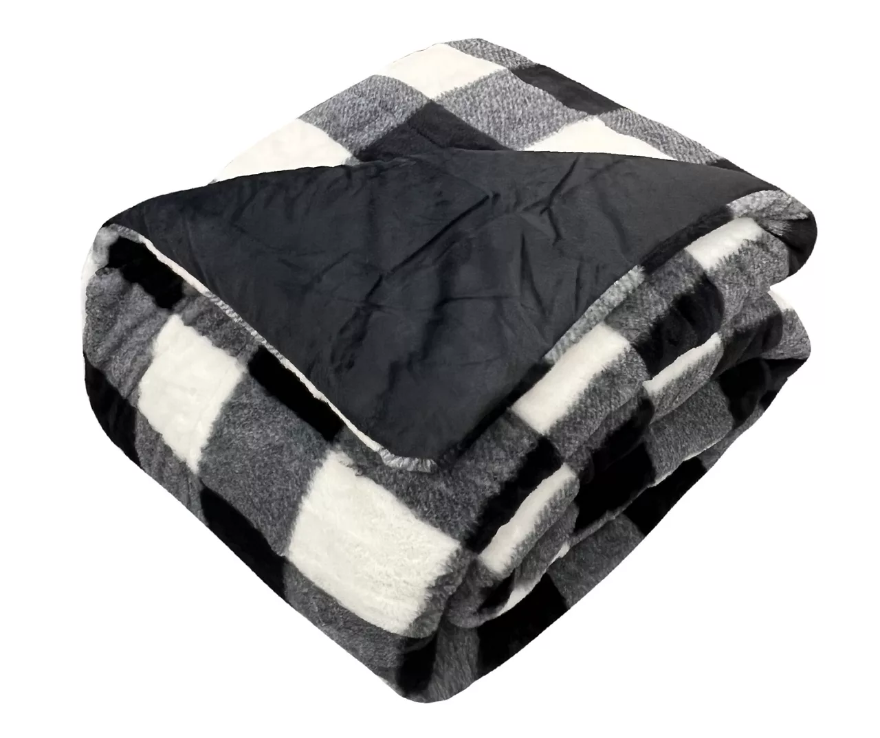 Black & White Buffalo Check Faux Fur Full/Queen Comforter 2 Black & White Buffalo Check Faux Fur Full/Queen Comforter - Image 2