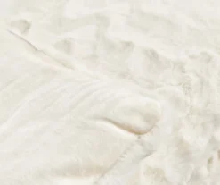 Broyhill 39 White Chevron Stripe Faux Fur King Comforter